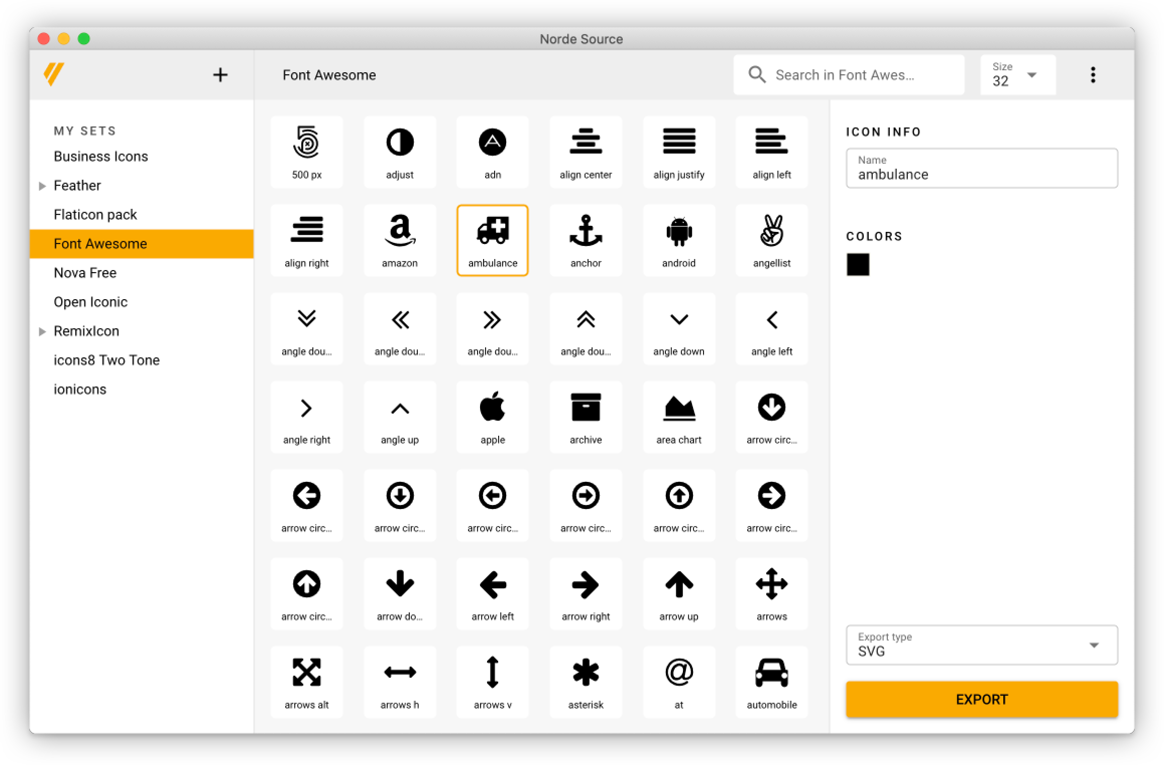 Screenshot of the Norde Source application